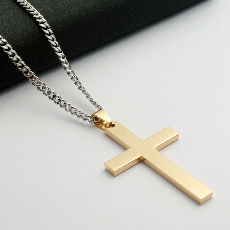 Temperament Cross Pendant Men Necklace Classic Simple Stainless Steel Chain  Necklace For Men Jewelry Gift Collares