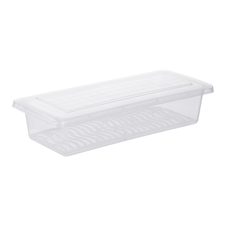 Refrigerator Storage Box Kitchen Transparent with Lid Rectangular