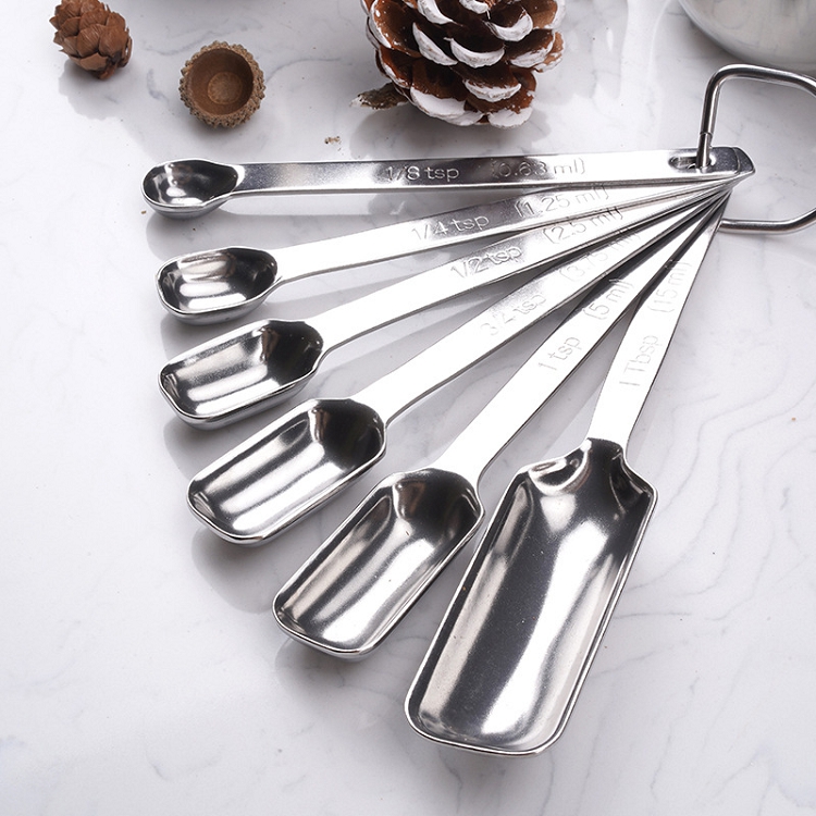 6pcs/set 430/403 Stainless Steel Kitchen Cook Teaspoon Scoop