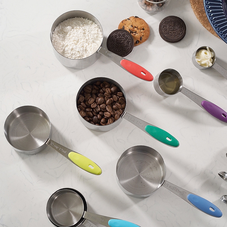 Stainless Steel Measuring Cups and Spoons Set of 16 + Silicone